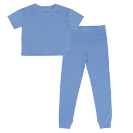 Fruit of the Loom Girls' Relaxing Comfort Loose Fit 2-Piece Pajama Set, Urban Blue
