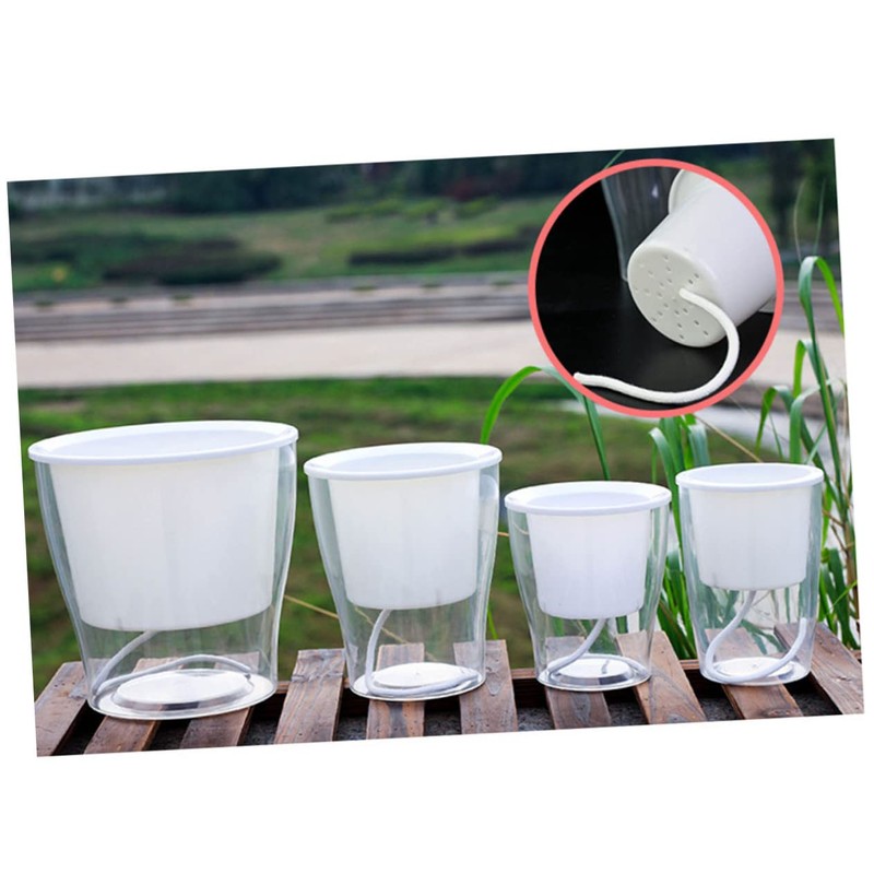 Sosoport Hydroponics Watering Planter Pot Automatic Water Absorption Transparent Resin