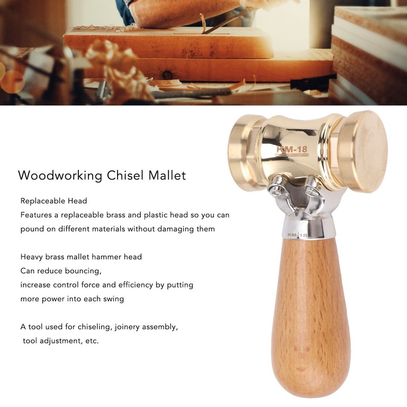 Woodworking Chisel Mallet Beech Wood Carpenter Hammer with Replaceable Solid