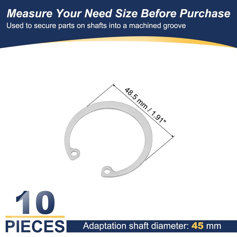 PATIKIL 45mm ID Internal Retaining Rings, 10 Pcs E-Clip Snap