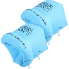 2 PCS Inflatable Swimming Armbands,Roll up Armbands Floating Arm Sleeve Learning Swim Training Accessories for Pool Beach Pond (Blue)