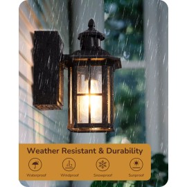 EDISHINE Outdoor Porch Lights with GFCI Outlet,Outside Wall Lantern Dusk to Dawn