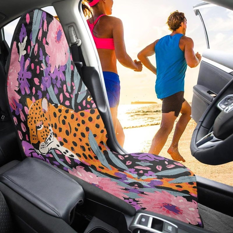 Modysero Universal Waterproof Towel Seat Cover for Car Leopard Seat