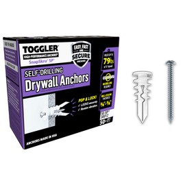 TOGGLER SnapSkru SP Self-Drilling Drywall Anchor for Hollow Wall Application, Glass-Filled Nylon, Made in US, for #6 to #10 Fastener Sizes (50 Pack w/Screws)