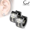 Folding Creole Earrings Cross Black Men Women Stainless Steel Cross
