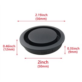 HJGarden 4PCS 50mm/2" Round Plastic Air Vent Ventilation Furniture Cabinet Closet Invisible Grille Cover Diffuser Ventilation Hole, Black