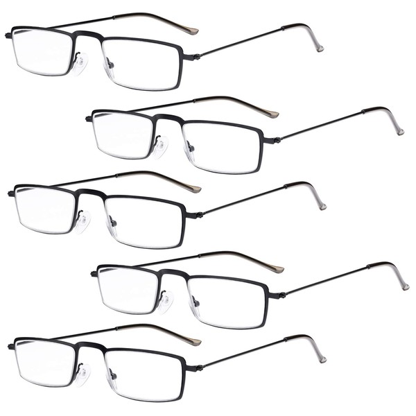 Eyekepper 5-Pack Straight Thin Stamped Metal Frame Half-Eye Style Reading