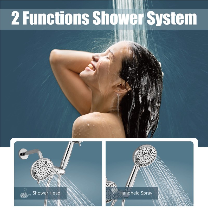 Aolemi Shower System Dual 2-in-1 Rain Shower Faucet Set 8-Setting