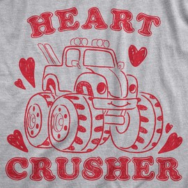 Toddler Heart Crusher T Shirt Funny Valentine's Day Pick Up Truck T Shirt Funny Kids Shirts Love Apparel for Toddler Childrens Graphic Tees Light Grey 3T