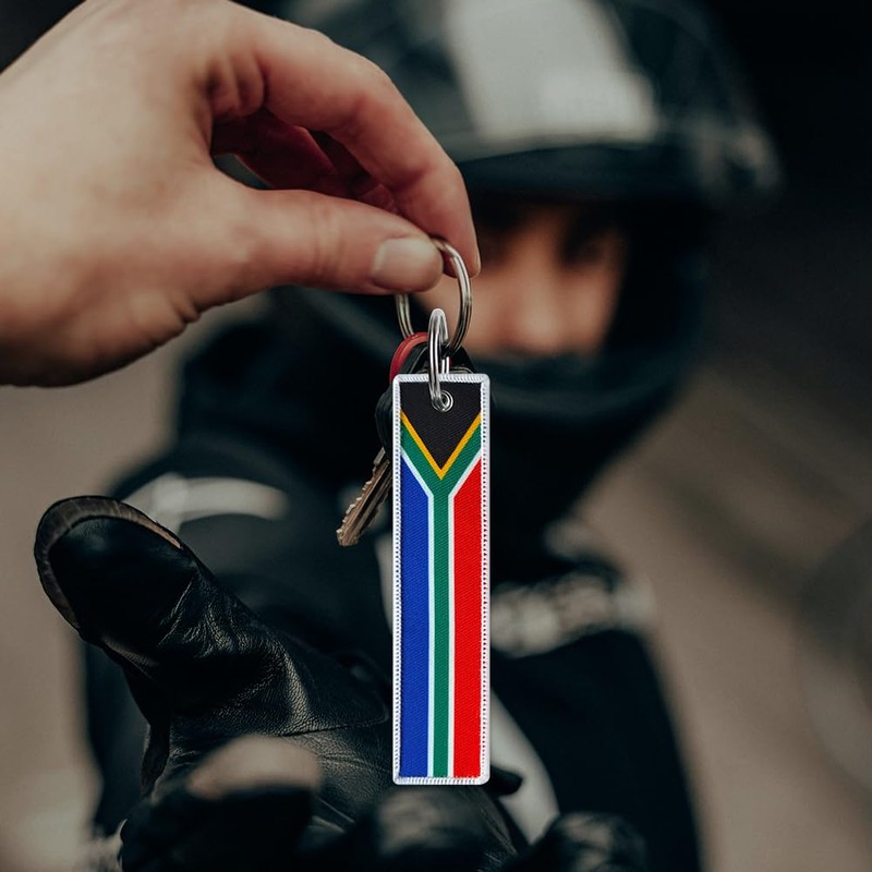 JAVD South Africa Flag Keychain Tag with Key Ring -