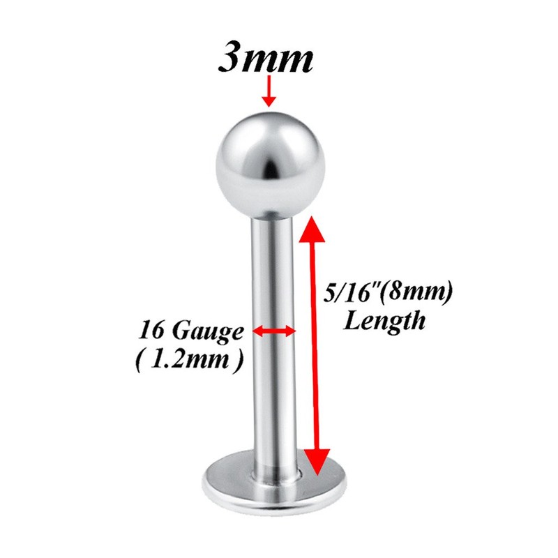 6pcs 16g Labret Lip Stud Monroe Cartilage Tragus Helix Earring