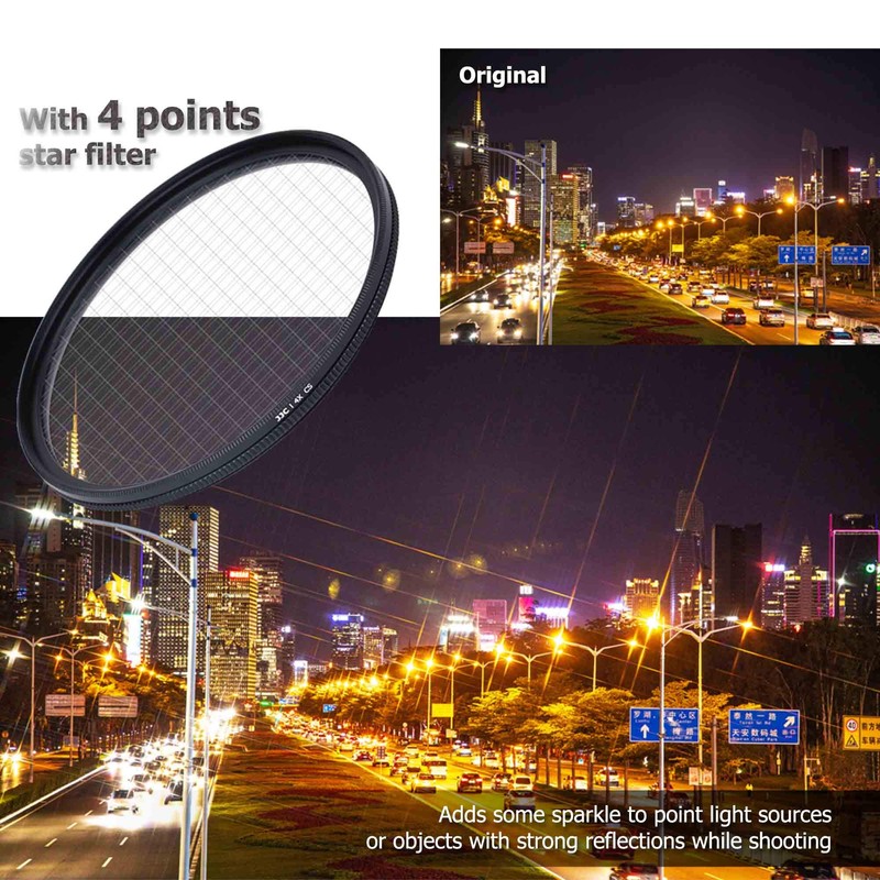 JJC 55mm Adjustable Star Filter Starburst Filter (4+6+8 Points/3 Pieces)