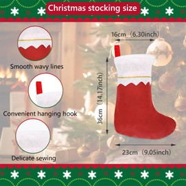 CHEERYMAGIC Christmas Stockings, 12 Pcs White Red Felt Christmas Stocking for Christmas Tree Ornament Xmas Fireplace Hanging Stockings Gift Holding Set for Holiday Party Xmas Decorations A7JBHW