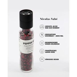 Nicolas Vahe Pepper Mix, Pepper Mill with Pink and Black Ceramic Peppercorns, Gourmet Spices in Danish Design
