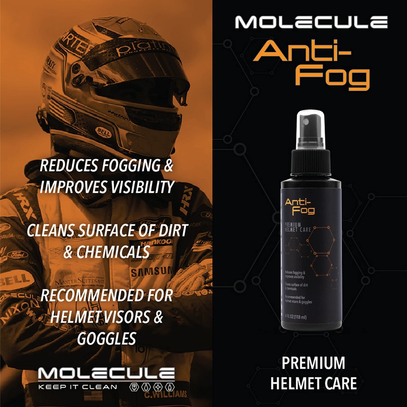 Molecule Helmet Anti-Fog Spray | Premium Helmet Care | Improves