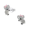 Monkimau Girls' Koala Stud Earrings 925 Sterling Silver with Bow,