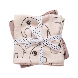 Done by deer 30681 2er-Pack Mulltücher mit Elefanten-Motiv, Rosa