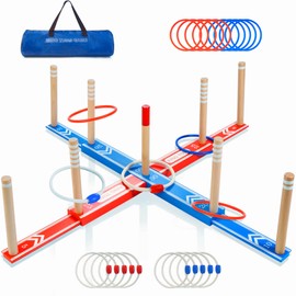 Ring Toss Game for Adults, 20 Rings & Carrying Bag- Upgraded 30" Extra Large Outdoor Backyard/Indoor Party Game(All Weather)- Easy Setup Yard Game for Kids Family Toy for Boys & Girls