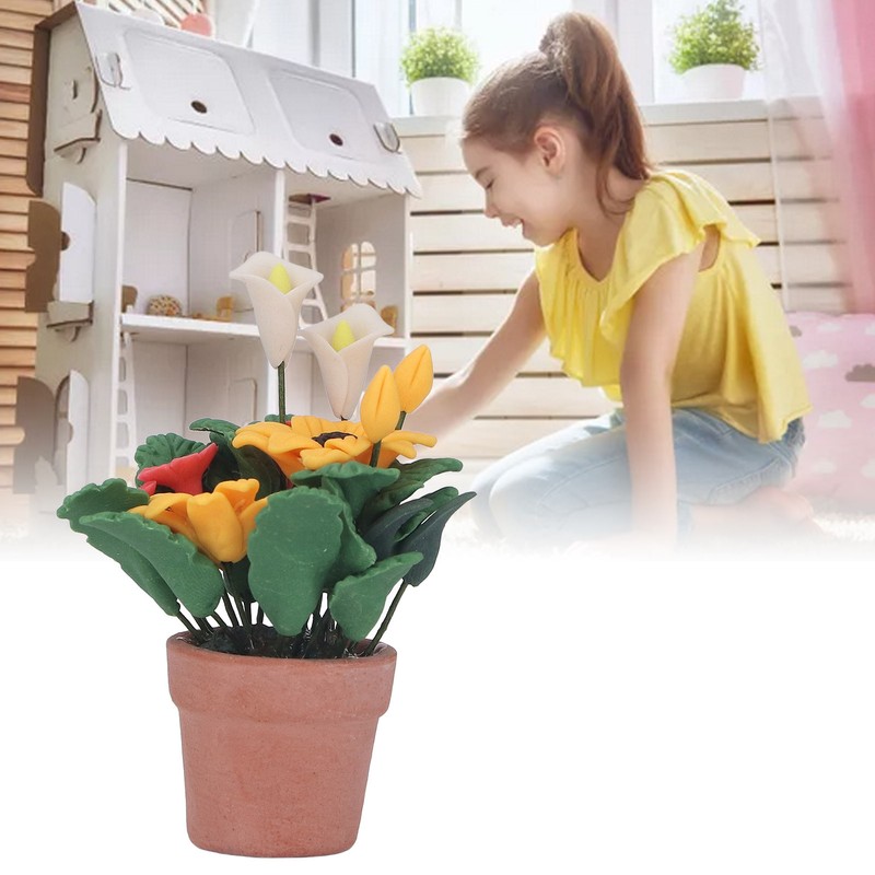 1:12 Miniature Dollhouse Plants Hand Crafted High Simulation Mini Potted