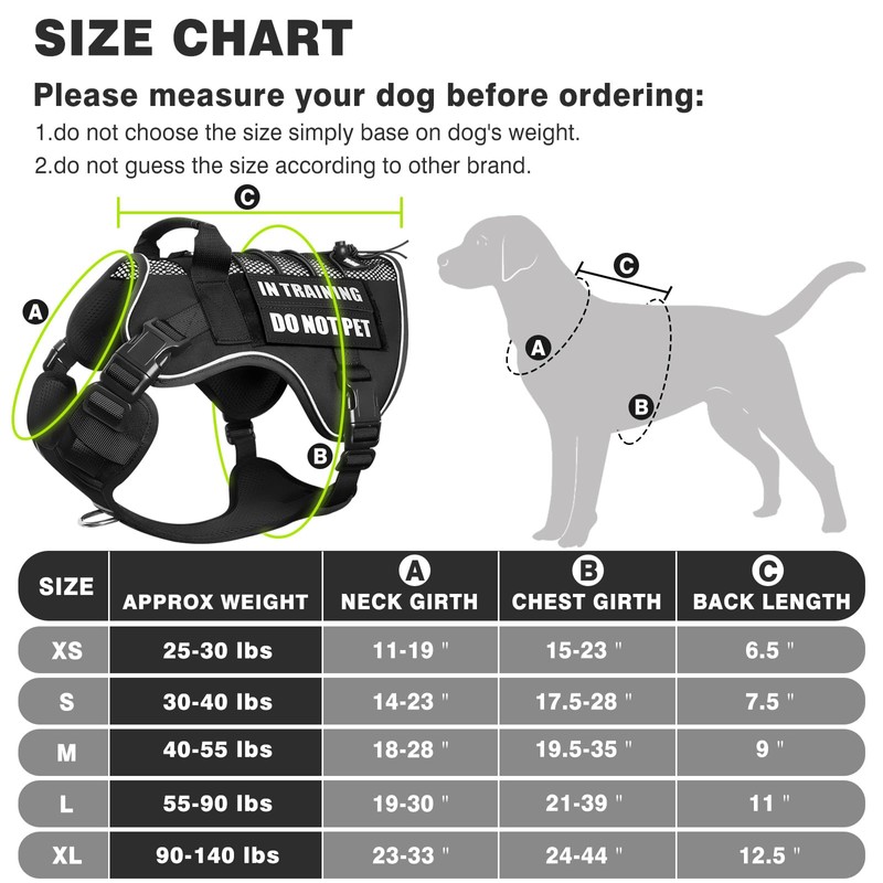 WINSEE Service Dog in Training Mesh Harness with 10 Pet