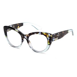 FEISEDY Cat-Eye Blue Light Reading Glasses for Women Thick Fashion Anti- Glare Digital Eyestrain Readers B0230 Blue Tortoise,2.0x