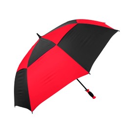 The Checkerboard 62" Vented Large Oversize Auto Open Windproof Golf Umbrella for Rain, Strong Fiberglass Ribs Waterproof Portable Golfing Umbrella, Heavy Duty Umbrella for Men & Women, Red/Black