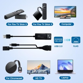 WELURE USB RJ45 LAN Ethernet Adapter for 3/2nd Generation for Fire TV Stick 100 Mbps