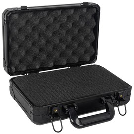 OUUTMEE 13 Inch Carrying Case With Customizable Diced Foam, Aluminum Alloy Sturdy Build, Ideal for Microphone, Equiment, Camera, Tools, Recorder and More