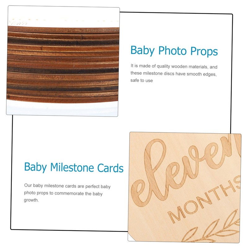 IWOWHERO 13Pcs Wooden Milestone Cards Durable Newborn Birth Announcement Photo
