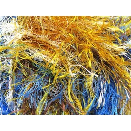 Ice Yarns Long Eyelash Rainbow - Blue Brown Gold White Extra Long Eyelash Yarn, Polyester 3.53 Ounces (100 Grams) 65 Yards (60 Meters)