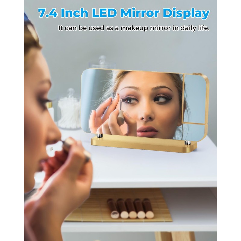 SZELAM Projection Alarm Clock,7.4" LED Mirror Digital Clocks Large Display,with