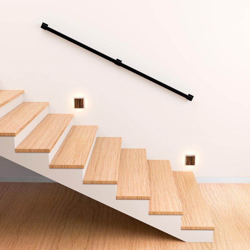CHONGNI 7FT Stair Railing Indoor, Matte Black Square Tube Handrail,