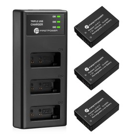 FirstPower LP-E17 Battery 3-Pack and Triple Slot Charger for Canon EOS RP, R10, R8, R50, Rebel T8i, T7i, T6i, T6s, SL2, SL3, EOS M3, M5, M6, 77D, 200D, 750D, 760D, 800D, 8000D Camera