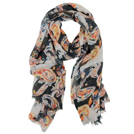 collezione alessandro Luxury Cashmere Paisley Scarf Made of Soft Cashmere Mix 185 cm x 85 cm, black
