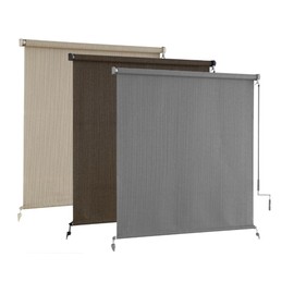 AOSKY Outdoor Roller Shades，Cordless Patio Shades Roll Up Outdoor Blinds，Roller Blinds Cloth for Porch Pergola Balcony Backyard Windows，48" W x 72" H，Grey