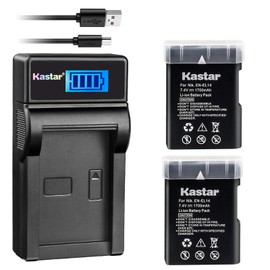 Kastar Battery (X2) & LCD Slim USB Charger for EN-EL14, EN-EL14a, MH-24 and Coolpix P7000 P7100 P7700 P7800, D3100, D3200, D3300, D3400, D5100, D5200, D5300 DSLR, Df DSLR, D5600 Camera