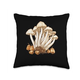 Enoki Mushrooms With Acorns Throw Pillow