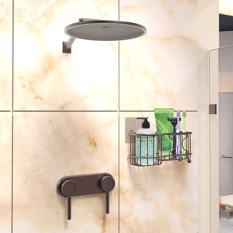 Simple Houseware 6 Slots Toothbrush Holder Adhesive Wall Organizer, Bronze