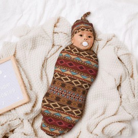 Aztec Western Native American Newborn Swaddle Blankets Baby Stuff Soft Swaddle Sack Swaddling Blanket With Beanie Sets Gifts For Infant Boys Girls
