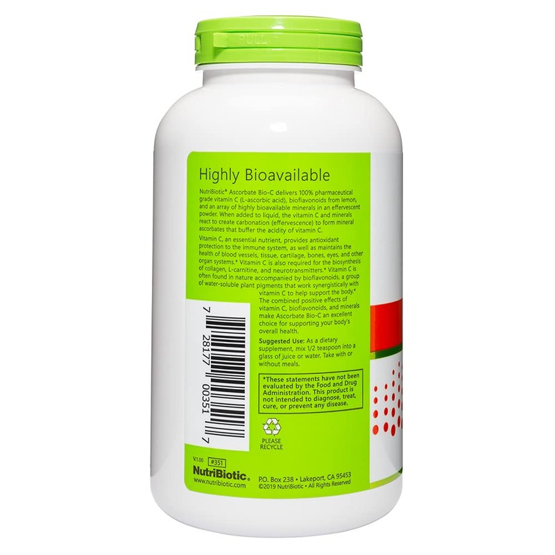 NutriBiotic - Ascorbate Bio-C, 16 Oz | Effervescent Vitamin C