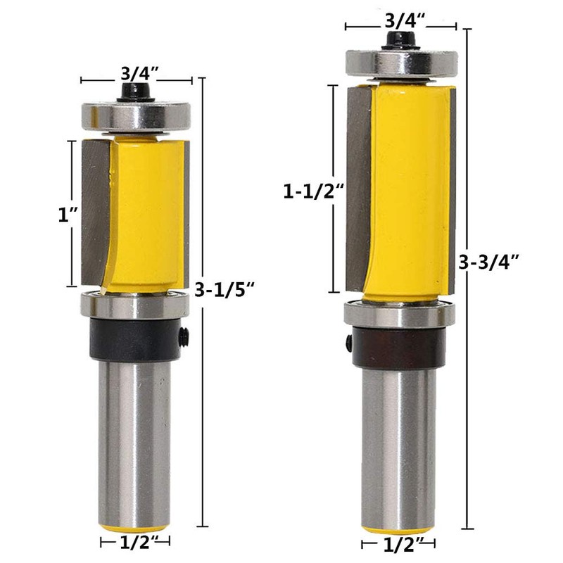Gasea 2 Packs 1/2-Inch Shank Top & Bottom Bearing Flush