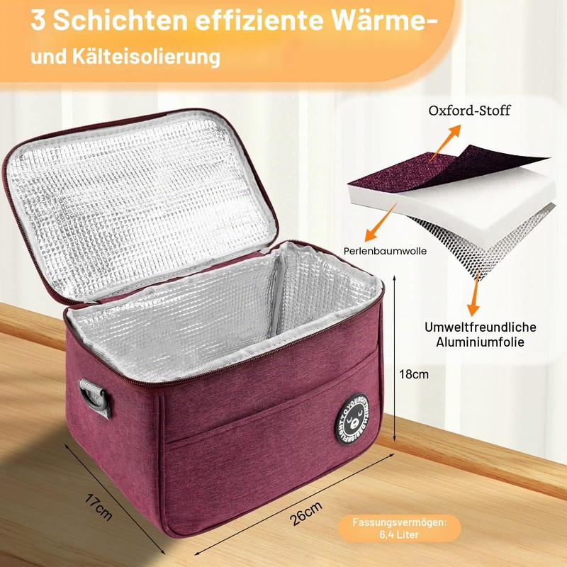 TUFA Cool Bag 6.4 L, Small, Insulated Thickened Lunch Bag,