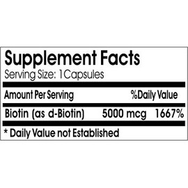 Naturetition Supplements Biotin 5000mcg ~ 200 Capsules - No Additives