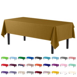 4-Pack Gold Plastic Table Cloth - 54In. x 108In. Disposable Tablecloth for Parties - Rectangle Tablecloth - Disposable Table Cloths for Parties - Plastic Table Cover for Picnics - Exquisite