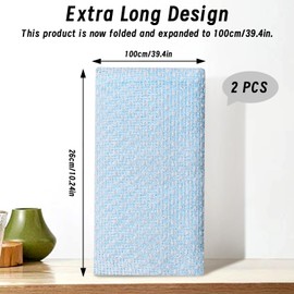 2 Stück Peeling-Handtücher, extra langes Peeling-Duschtuch, Rückenschrubber für die Verwendung unter der Dusche, Peeling-Rückenschrubber für Männer und Frauen, Körperreinigung (Blau/Rosa)