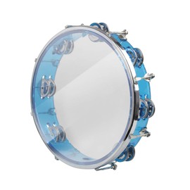 ENNBOM Tambourine Round Jingle Bell 2rows Pakassion Rhythm Adjustable 27cm (Blue)
