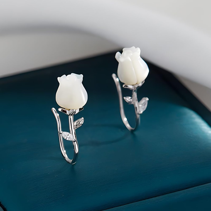 K.L.Y Women's Earrings, Popular, Lilly Orchid Flowers, 925 Silver, Hypoallergenic,