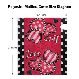 FBCOO Valentine's Day Love Hearts Welcome Mailbox Cover Magnetic Standard Size 21" x 19", Red Pink Polka Dots Buffalo Plaid Stripe Decorative Post Letter Box Wrap Decor Garden Yard Outdoor Decoration