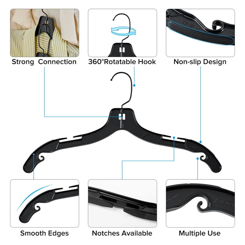 Donext Plastic Hangers with 360 Swivel Metal Hook, Heavy Duty