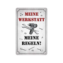 Blechwarenfabrik Braunschweig PC300/459 Cult Sign My Workshop, My Rules Made of Sheet Metal, Multi-Colour, Dimensions: 20 cm x 30 cm